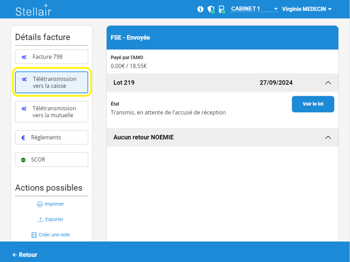 Télétransmission vers la caisse