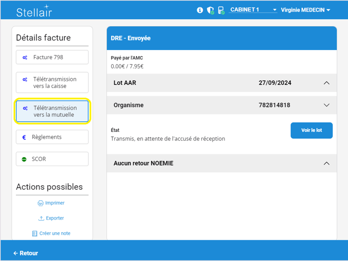 Télétransmission vers la mutuelle