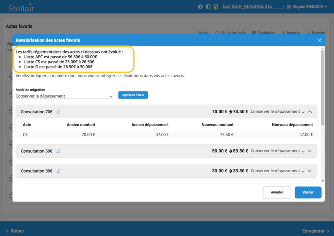 Revalorisation des actes favoris