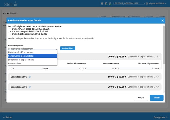 Mode de migration des actes favoris