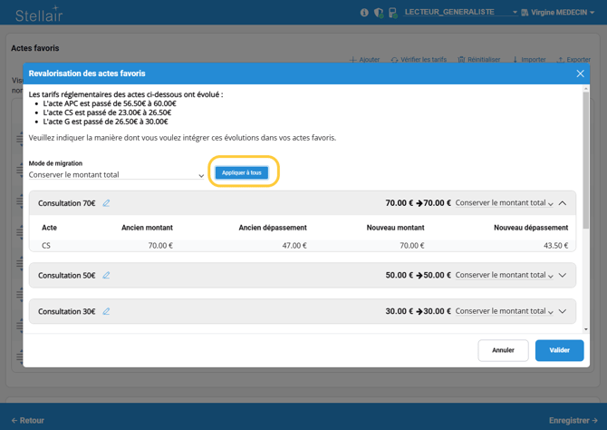 Appliquer à tous - favoris