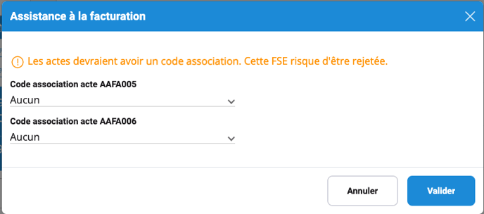 Assistance à la facturation code association