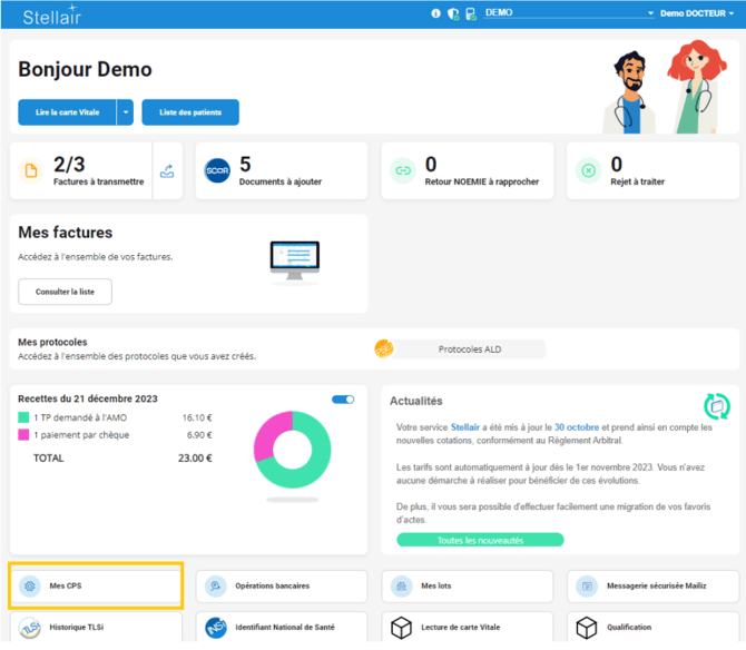 Tableau de bord Stellair Mes CPS
