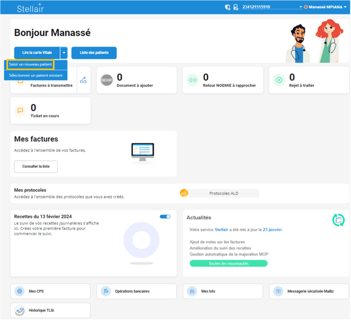 Saisie d'un nouveau patient