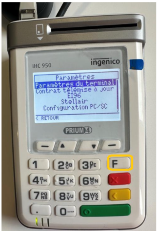 Menu Paramètres du terminal