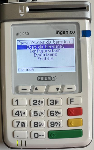 Ecran P4 Etat du terminal