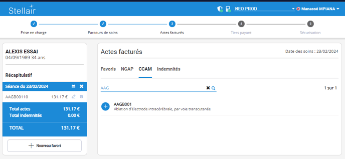 Actes facturés CCAM