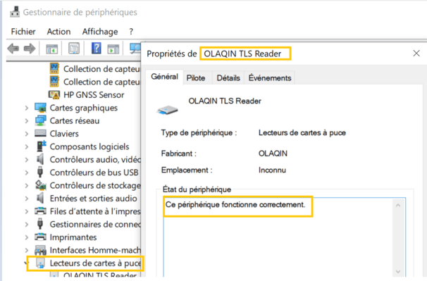 Vue gestionnaire des périphériques