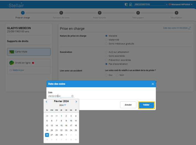 Modification date des soins