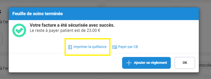 Imprimer la quittance