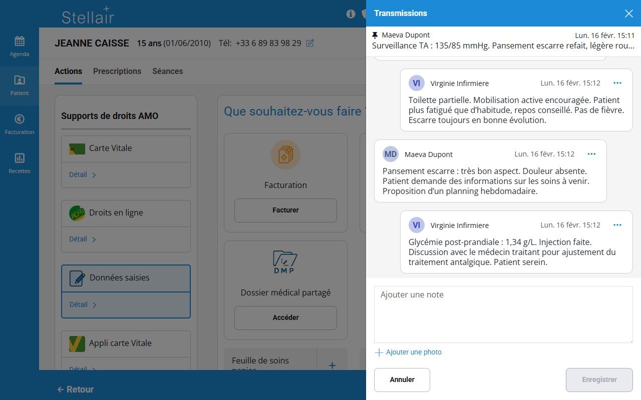 Panneau transmissions avec champ de saisie