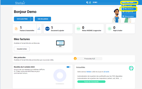 Tableau de bord Mes lecteurs