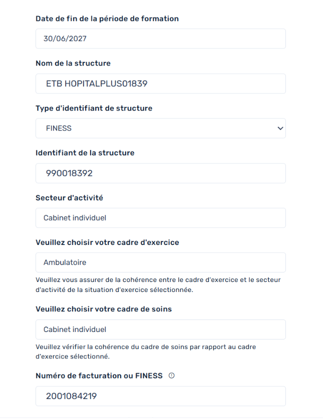 Paramétrage de la connexion dans Efficience