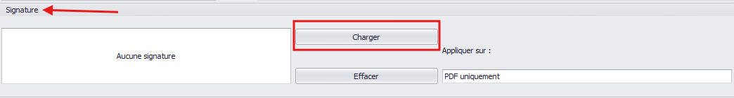 Zone Signature avec bouton Charger