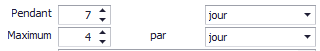 Champs durée et maximum par période
