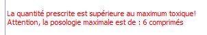 Alerte quantité en rouge
