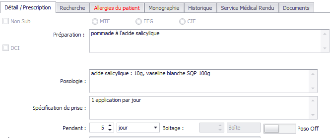 Saisie d'une préparation magistrale
