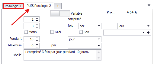 2e onglet posologie