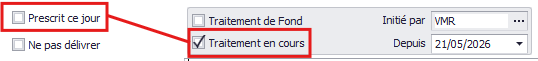 Traitement en cours sans Prescrit ce jour