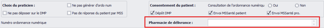 Champ pharmacie de délivrance