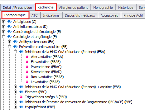 Recherche par classe thérapeutique