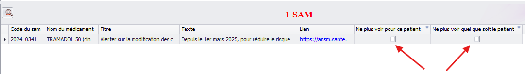 Cases Ne plus voir pour ce SAM