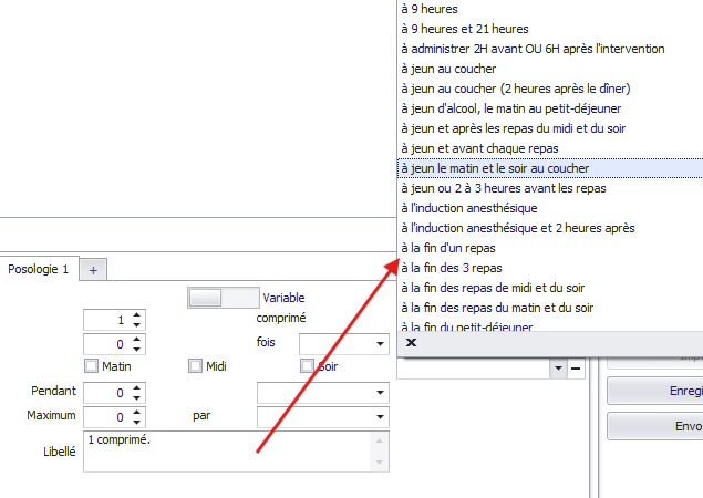 Liste détaillée des moments de prise