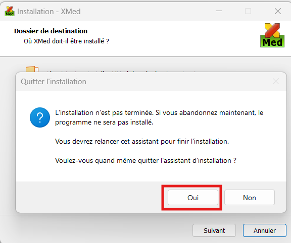 Validation arrêt mise à jour