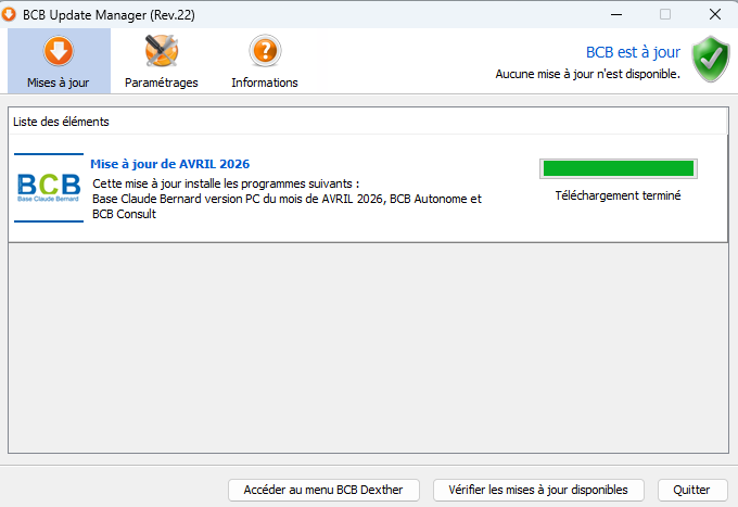 Vérification MAJ BCB Update