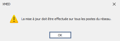 Message : la mise à jour doit être effectuée sur tous les postes du réseau