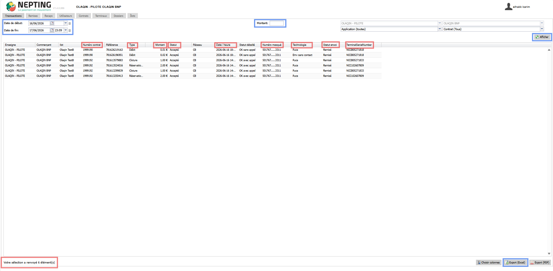 Menu Transactions NepAdmin