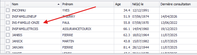 Liste des patients
